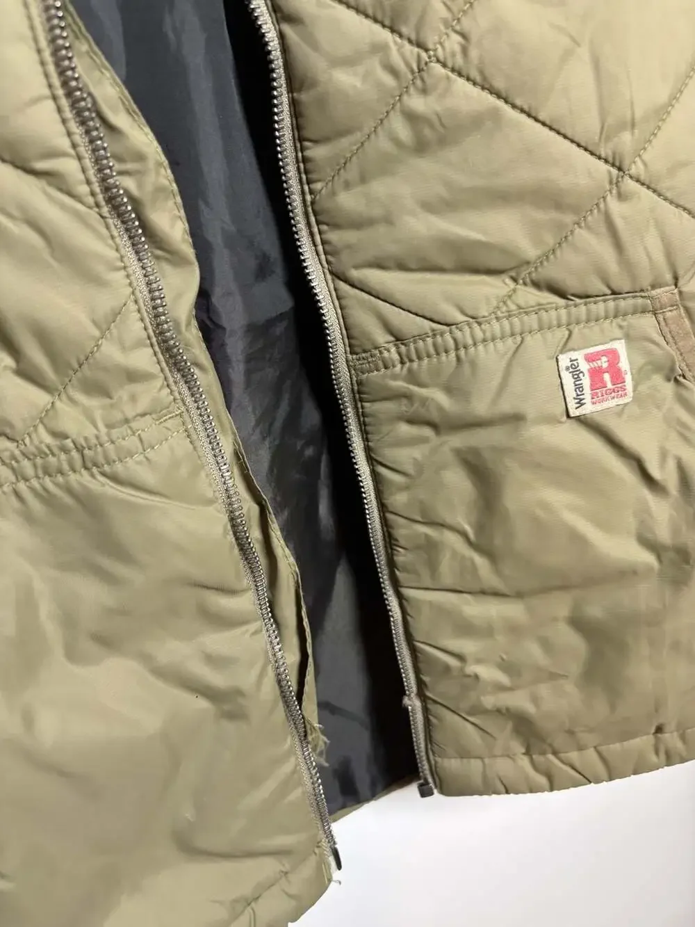 Wrangler Riggs Workwear Tough Layers Quilted Vest Size XS Olive Green